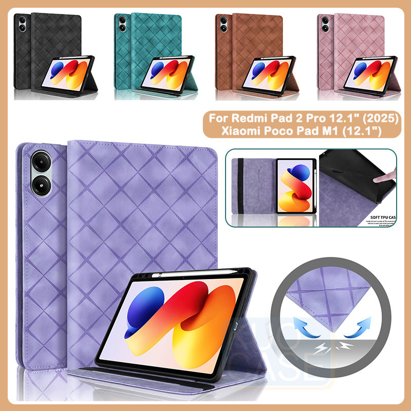 สําหรับRedmi Pad 2 11 "Redmi Pad Pro 2 Pro 12.1 "5G 2025 Xiaomi Pad Poco Pad M1 12.1 "PUหนังกันกระแท