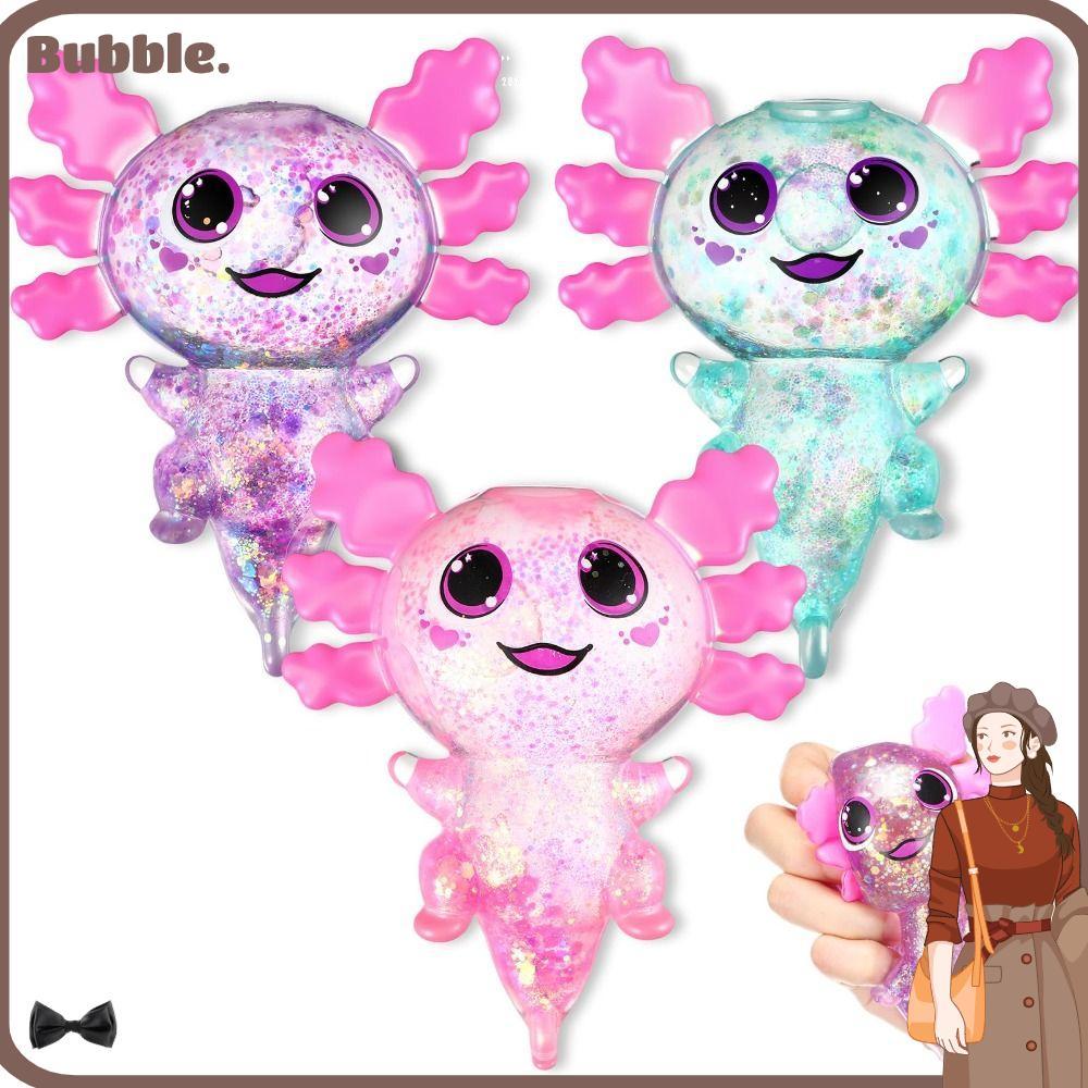 BUBBLE Squishy Stress Glitter, Soothing Texture Glitter Axolotl Squishy ของเล่น, น่ารักน่ารักรูปร่าง