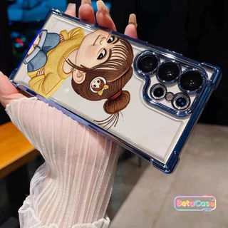 สำหรับ Samsung S25U,S24U,S23,S23U,S22,S22U,S21U,S21,S20,S20FE เคสซัมซุง ลายเด็กผู้หญิงน่ารักยิ้ม ชุบเงา สี่มุม ป้องกันตก