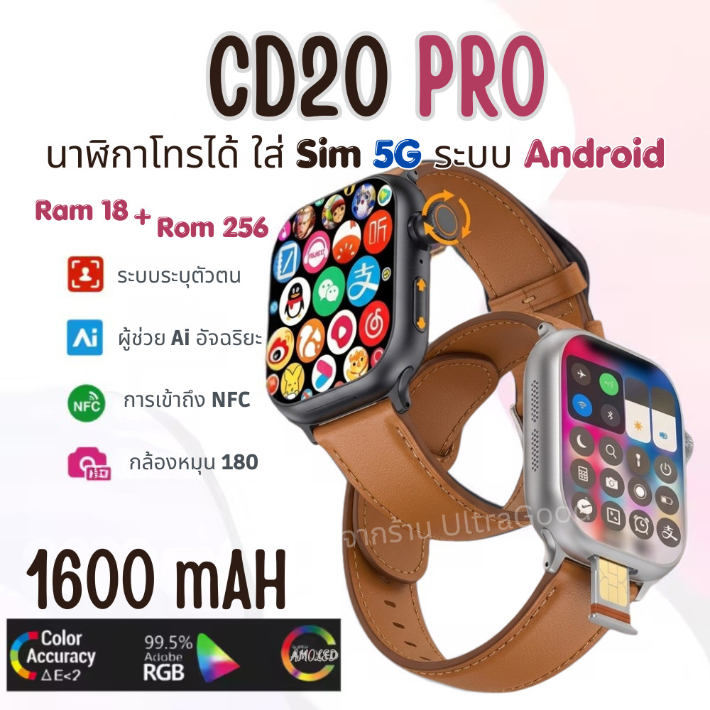 CD20 PRO ความจำ 16+256GB ระบบAi (5G) ใส่ซิมรุ่นใหม่ 2026 ตอบแชทได้ มีกล้อง ซิม/ไวไฟ โหลดแอพได้ รับปร