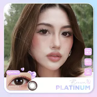 Kitty Kawaii Contact Lens : Platinum - Brown คอนแทคเลนส์ ดวงตา แบบรายเดือน ชนิดขวด water 55%