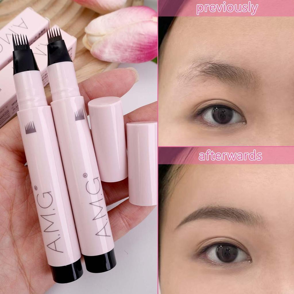 ดินสอเขียนคิ้ว 6-Pronged Microblading Pen | AMG กันน้ําและรอยเปื้อน, อเนกประสงค์สําหรับแฮร์ไลน์, อาย
