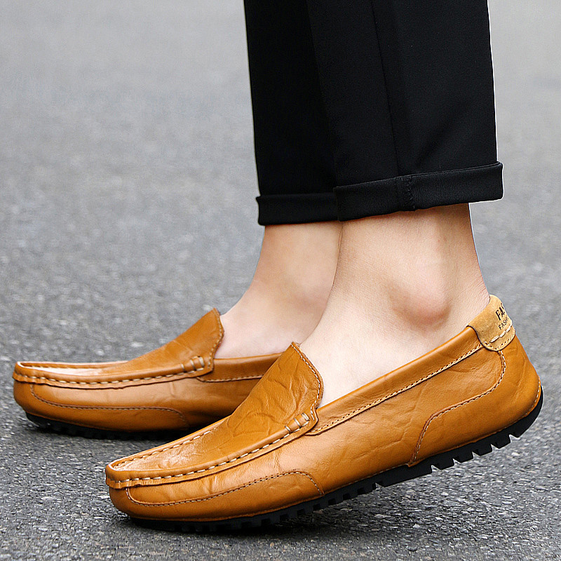 รองเท้า Loafer ผู้ชาย หนัง คลาสสิก Penny Loafer ผู้ชาย ระบายอากาศ แมตช์ง่าย ขนาดใหญ่ กันลื่น