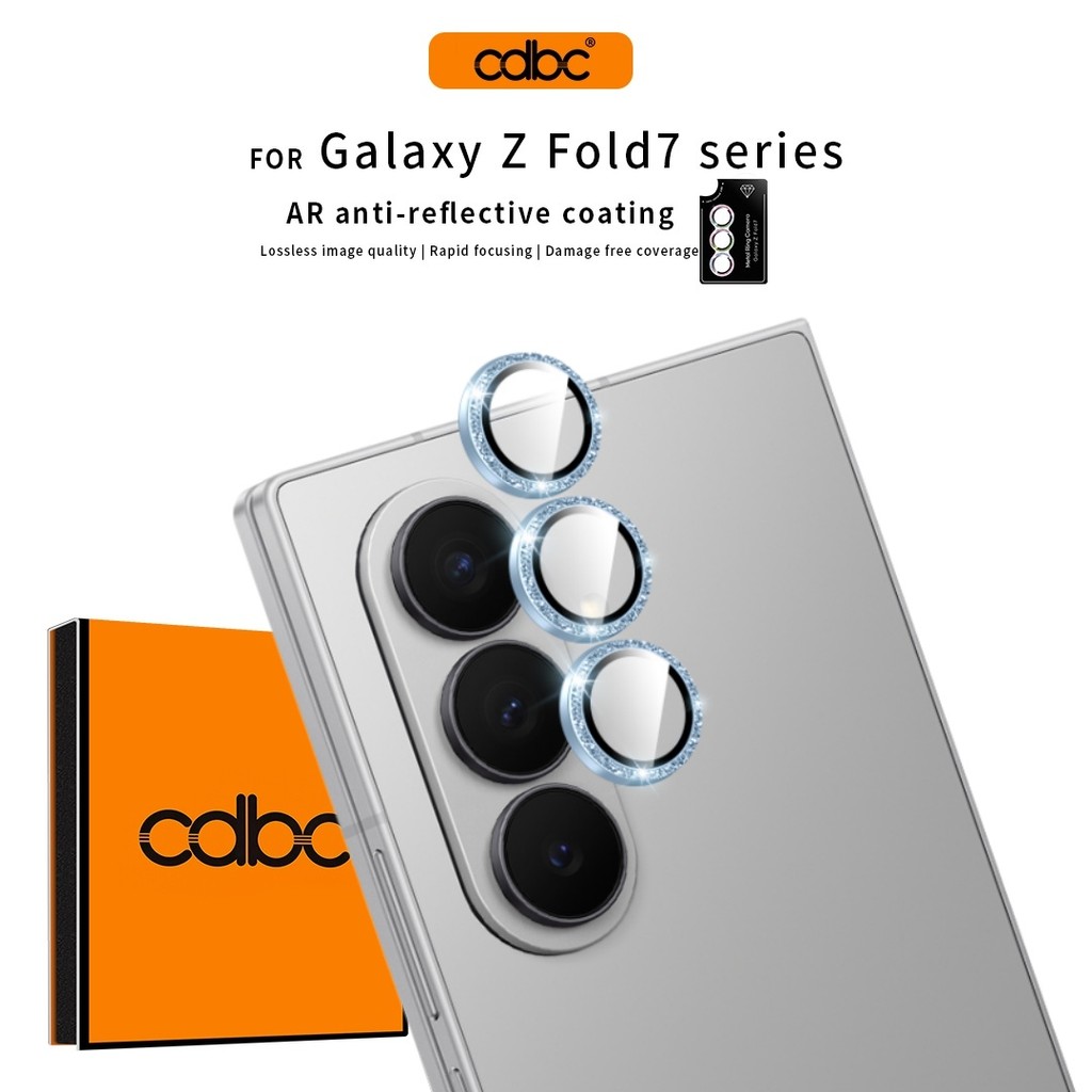 CDBC ตัวป้องกันเลนส์กลิตเตอร์พรีเมียม สําหรับ Samsung Z Fold7/Z Fold6/Z Fold5/Z Fold4 โปร่งใส 95% AR+AF กันฝ้า ทนกระแทก ฟรีเปลี่ยนหากแตก