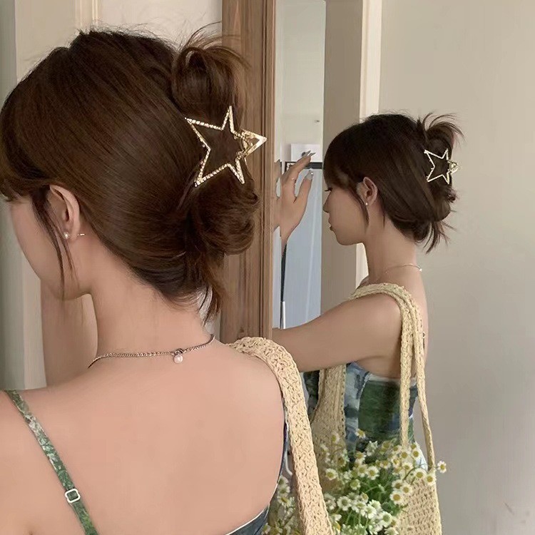 Silver Star Back Head Hair High-End Metal Shark Clip