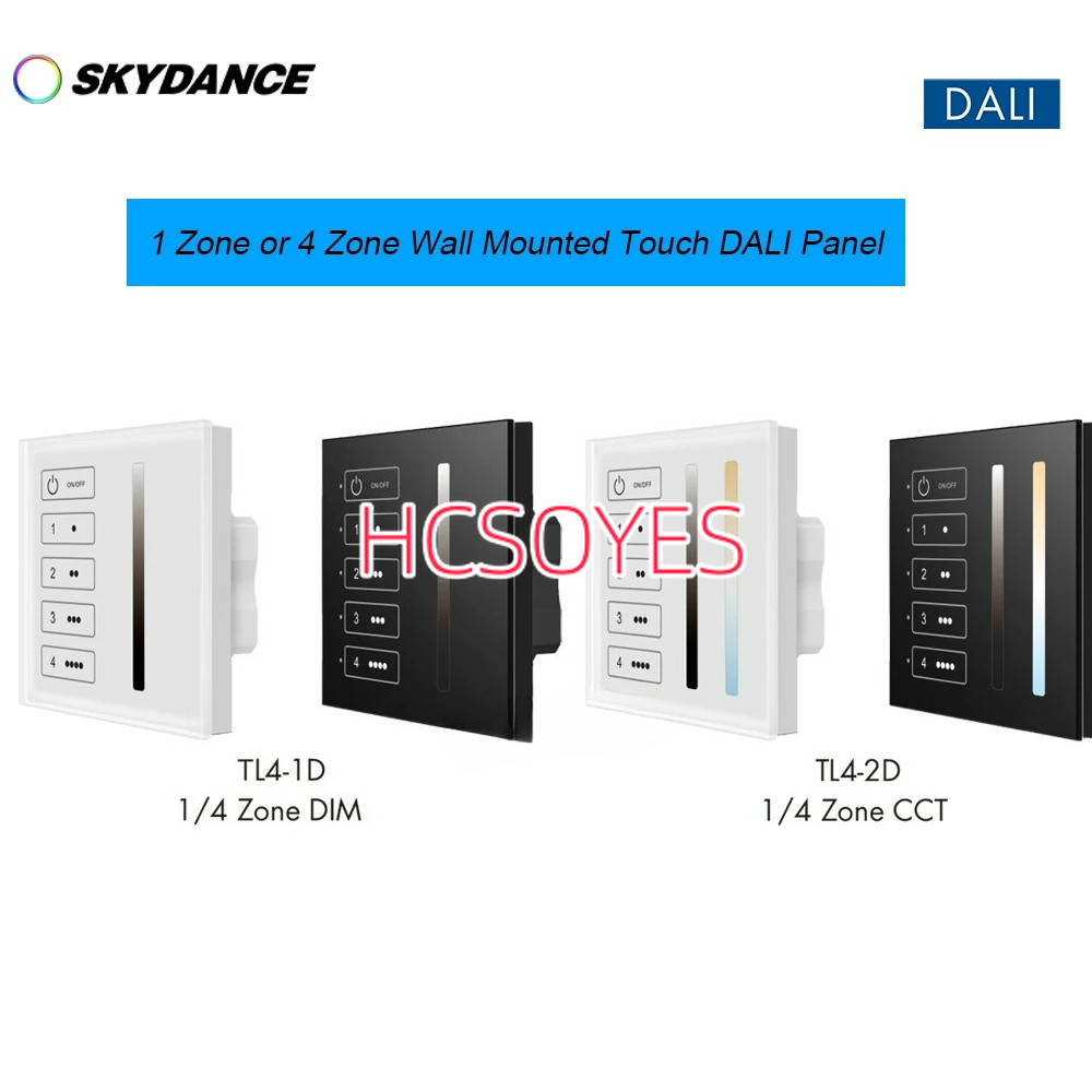 Skydance 1 โซนหรือ 4 โซน Touch DALI แผง DT6 dimming DT8 CCT Remote Wall switch dimmer DALI master co