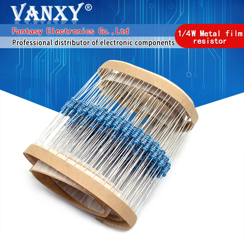 100PCS 220 โอห์ม 220R 1/4W ตัวต้านทานฟิล์มโลหะ 1%