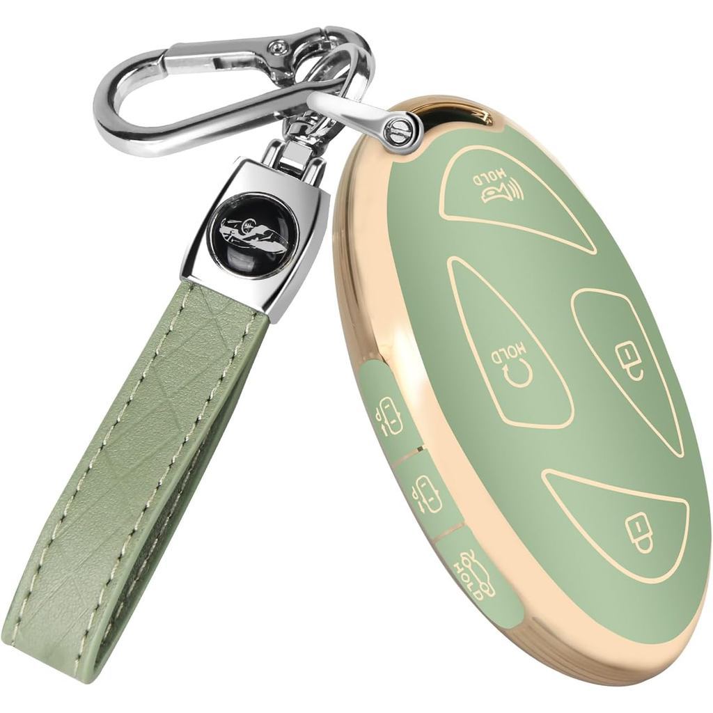 QBUC สําหรับ Hyundai Ioniq 6 Key Fob ฝาครอบ, Soft TPU 360 องศากุญแจรถ Protector พร้อมพวงกุญแจหนังใช้