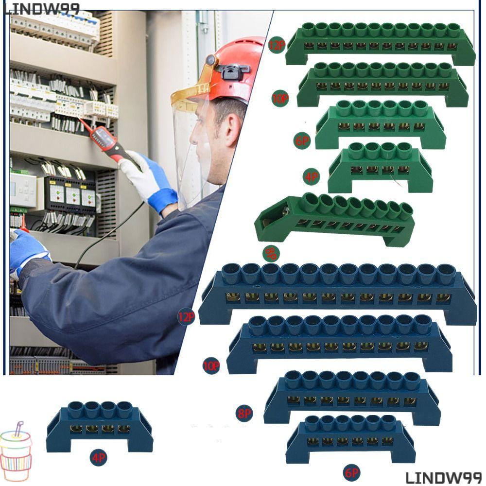 LINDW สกรูทองเหลือง Grounding Bridge Terminal,หนาและ Neutral Block Connector, 4Pin 6Pin 8Pin 10Pin 1