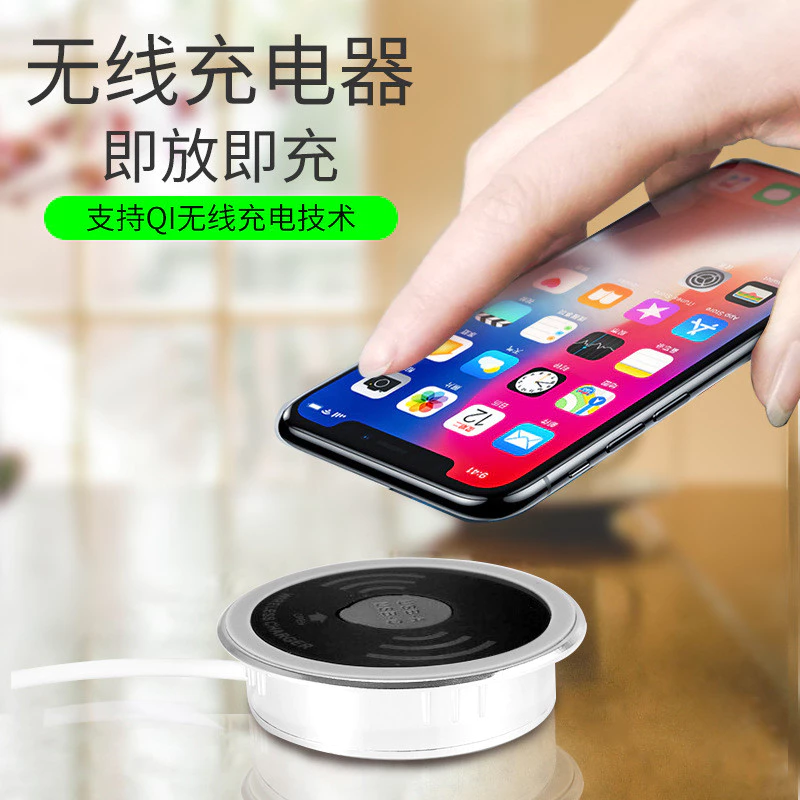 ที่ชาร์จไร้สายฝังโต๊ะ 15W พร้อม USB Fast Charge thumbnail 3