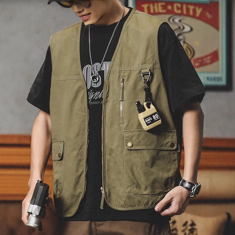 American Retro Tooling Vest Mens Mountain Style Outdoor Camping Jacket Jacket Multi-pocket Vest Vest