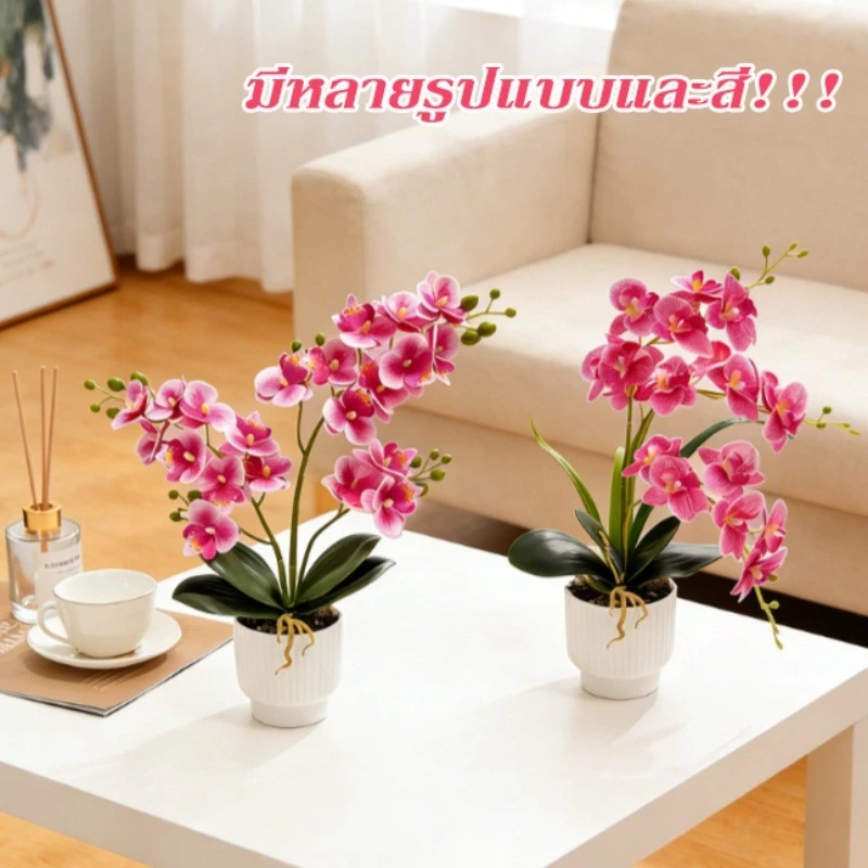 ดอกไม้ประดิษฐ์ ต้นไม้กระถางฟาแลนนอปซิส ดอกกล้วยไม้ประดิษฐ์ ดอกกล้วยไม้ 21 ดอก สําหรับตกแต่งบ้าน งานแต่งงาน ปาร์ตี้