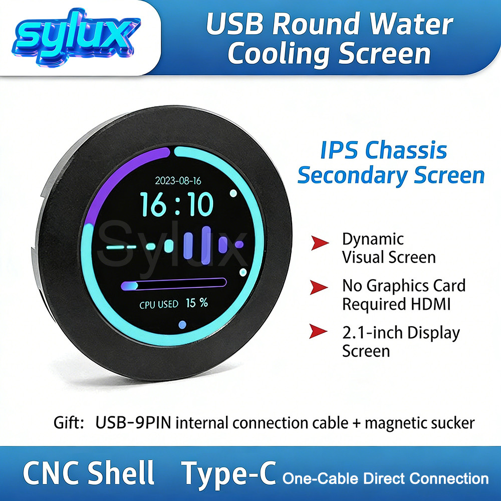 2.1 "IPS หน้าจอกลม USB รองจอภาพจอแสดงผลขนาดเล็กสําหรับ PC Water Cooling CPU Temp