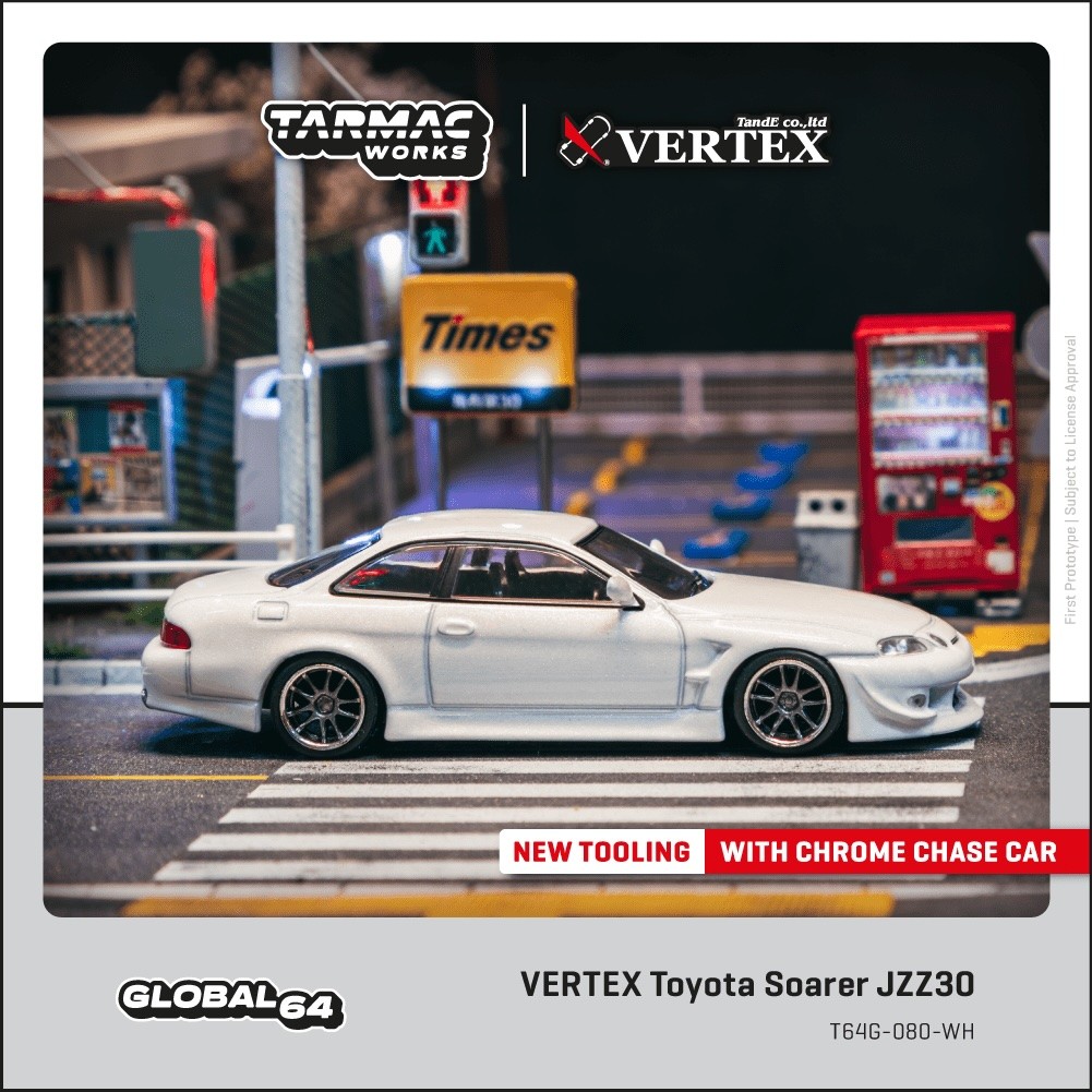 Tarmac Works 1:64 GLOBAL64 VERTEX Toyota Soarer JZZ30 White T64G-080-WH