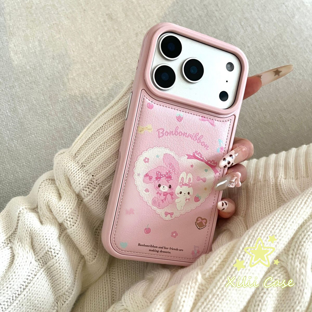 รูใหญ่พองลม ลายกระต่ายน่ารัก เคสสีชมพู สไตล์ฮิต สำหรับIPhone 13 18 17 14 15 16 11 AIR XR 12 Pro Max 7 16 8 Plus X XS SE