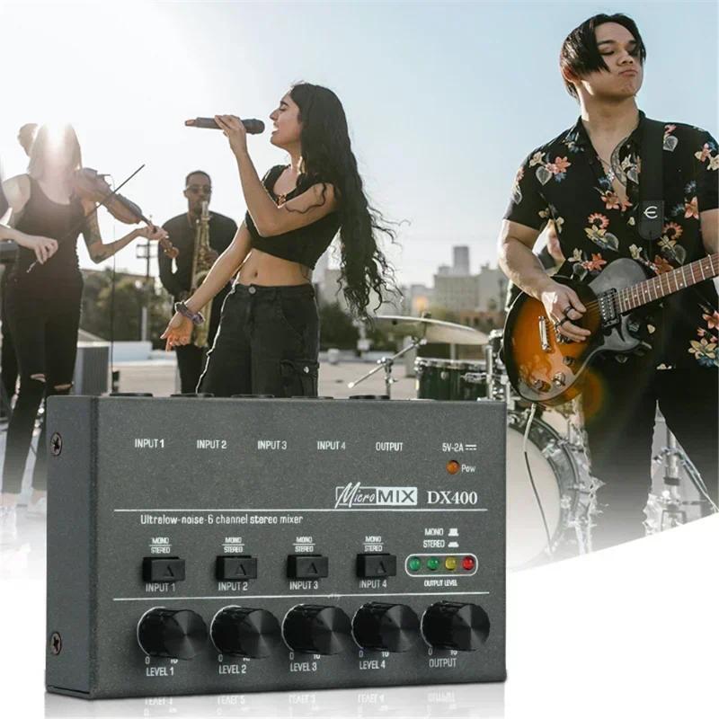 อัพเกรด DX400/600/800 Ultra Low Noise 4/6/8 Channel Line Mixer Mini Sound Mixer แหล่งจ่ายไฟ DC5V Eas
