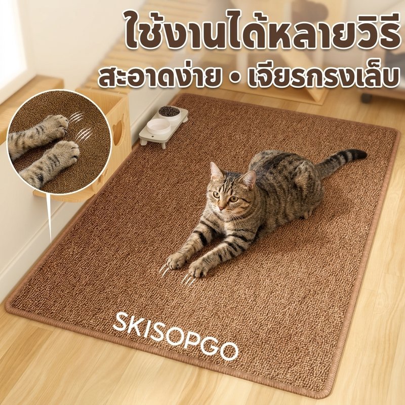 แผ่นขูดแมว เสื่อพรมแมว ทนต่อรอยขีดข่วน ป้องกันเฟอร์นิเจอร์ หลายวัตถุประสงค์ สามารถล้างได้