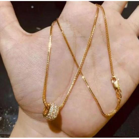 ใหม่ ITALY NECKLACE FREE ROUND GOLD TITANIUM PENDANT ANTI-FADE