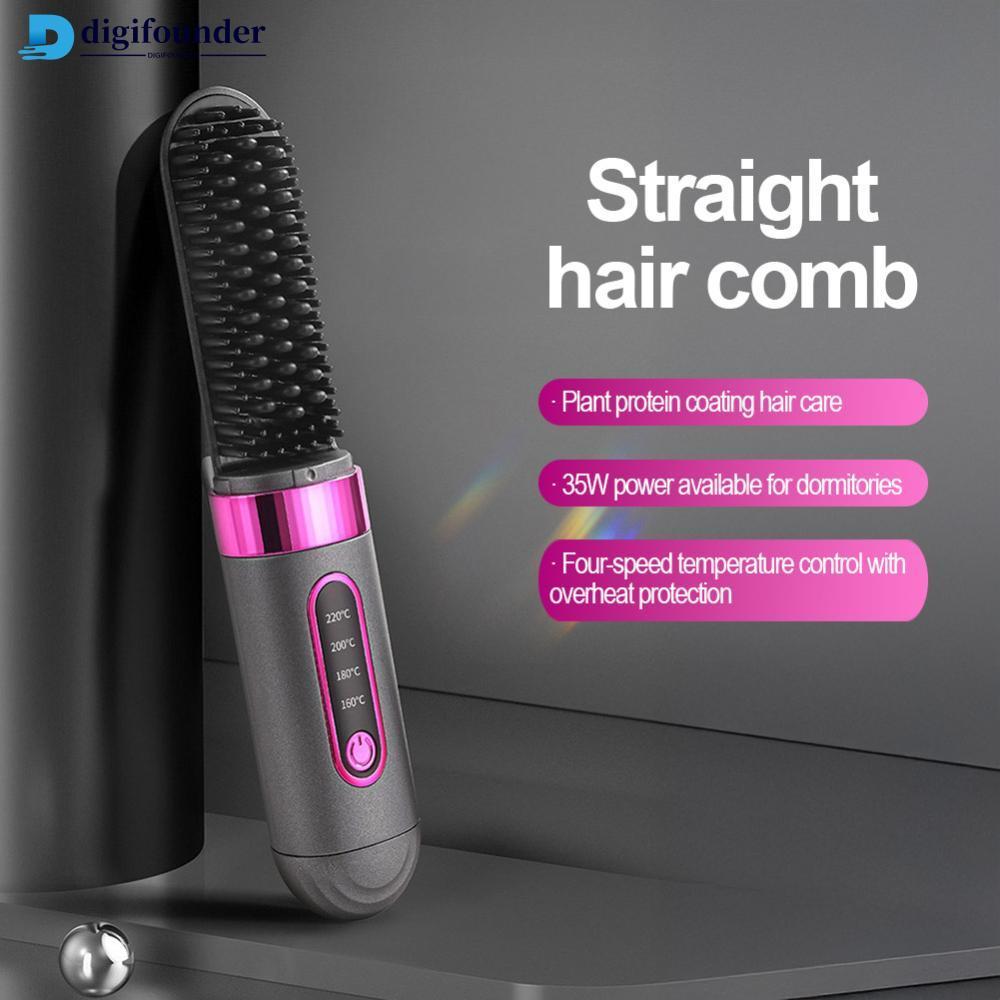 DIGIFOUNDER Wireless Mini Hair Styler แบบพกพาชาร์จ Curling & Straightening Comb อุณหภูมิปรับ Dual-pu