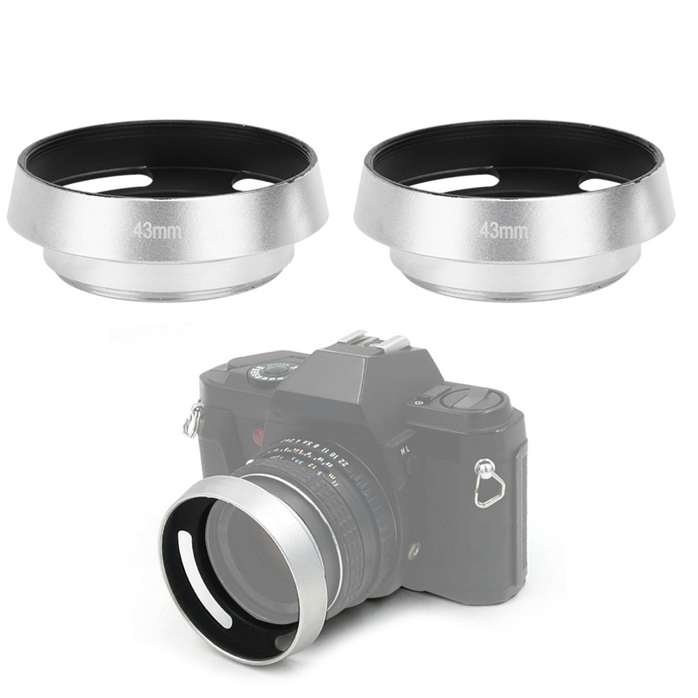 Alwaysonline Pomya Lens Hood for pcs Aluminium Alloy 43mm Silver Camera Metal Replacement