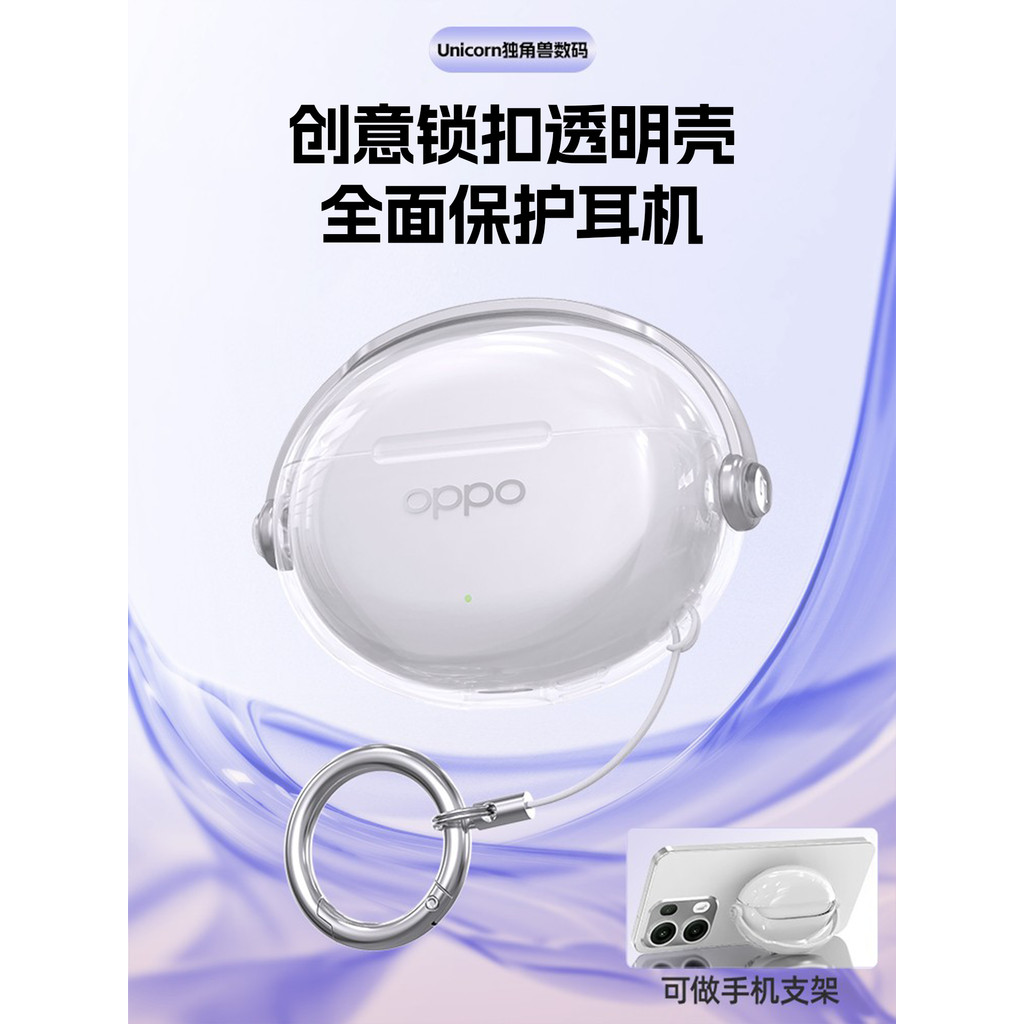 แฟชั่นCase สําหรับ OPPO Enco X3/Air 4/Air 4Pro/R3 Pro TPU โปร่งใสนุ่มป้องกันหูฟังพร้อมขาตั้ง