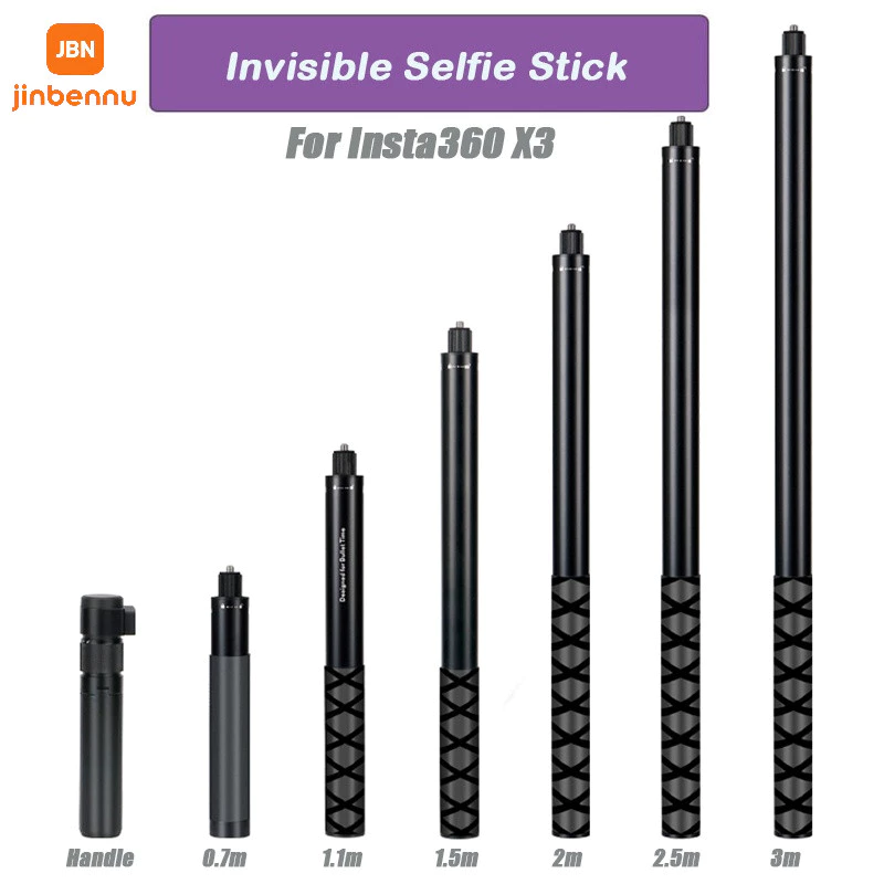 สําหรับ DJI GoPro 1.2/2/3M ไม้เซลฟี่ที่มองไม่เห็นสําหรับ Insta360 X5 X4 X3/X2 Selfie Stick Bullet Time Bundle Handle สําหรับ อุปกรณ์เสริมกล้องพาโนรามา
