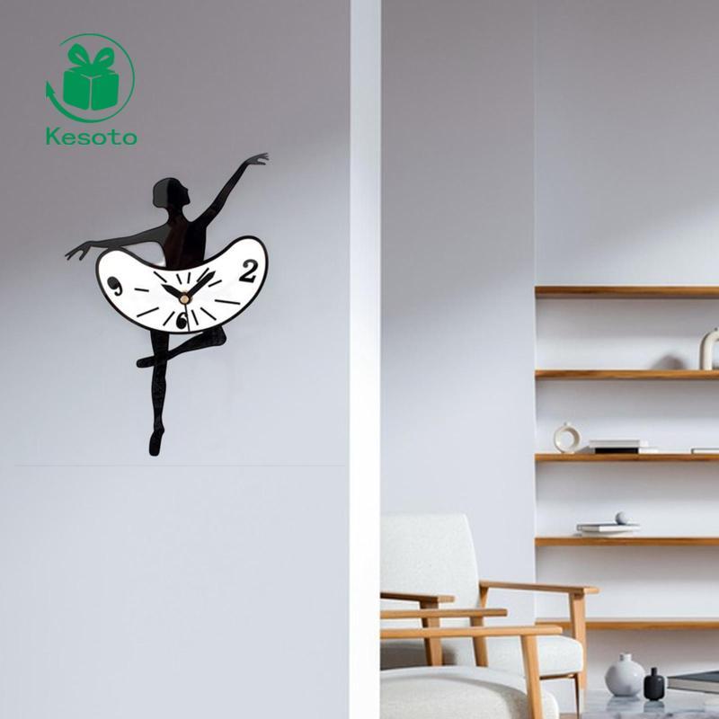[Ehoyoxa] นาฬิกาแขวนแฟชั่น Non Ticking Ballet Dancing Girl Home Art Clock สําหรับห้องนอนสํานักงานตกแ