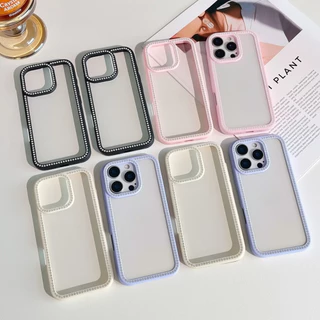 เคสโทรศัพท์ for iPhone 13 11 17 pro max Case iPhone 11 15 16 pro max 14 12 pro max 17 Air ขอบเพชรระยิบระยับ