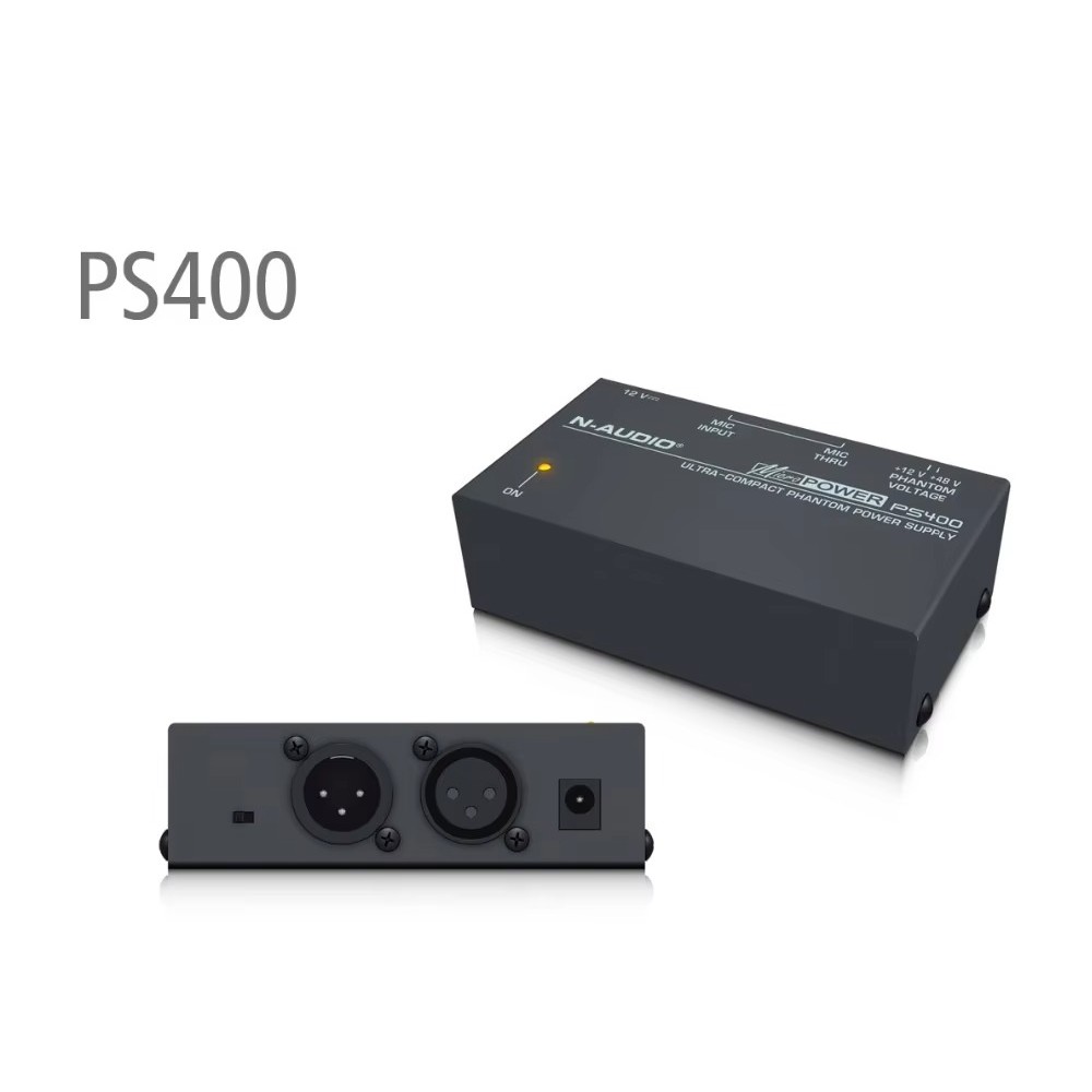 PS400 Phantom Power Universal Microphone Phantom Power Supply อินพุตคอนเดนเซอร์ 12V