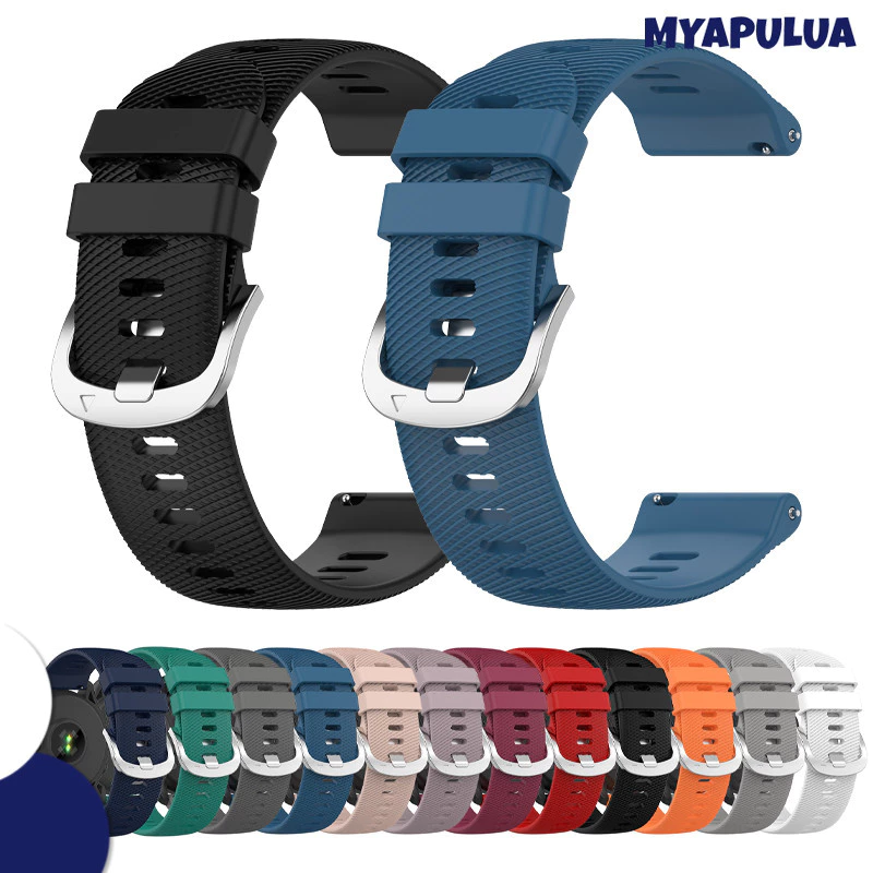 สายยางซิลิโคนอ่อน 18มม 22มม 20 มม for Garmin Forerunner 165 55 158 570 42มม/vivoactive 5/VivoMove/Venu/Bounce/Approach