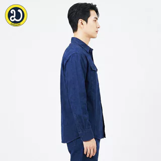 เสื้อเชิ๊ตม่อฮ่อมแบบดั้งเดิม คอปก กระดุมธรรมดา 2 กระเป๋า แขนยาว ( มีฝาปิดกระเป๋า)