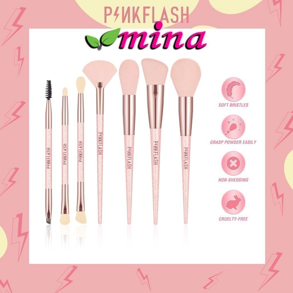 PINKFLASH แปรงแต่งหน้า Eyebrow Eyeshadow Bronzer Contour Eyeliner Foundation Brush PF-T04
