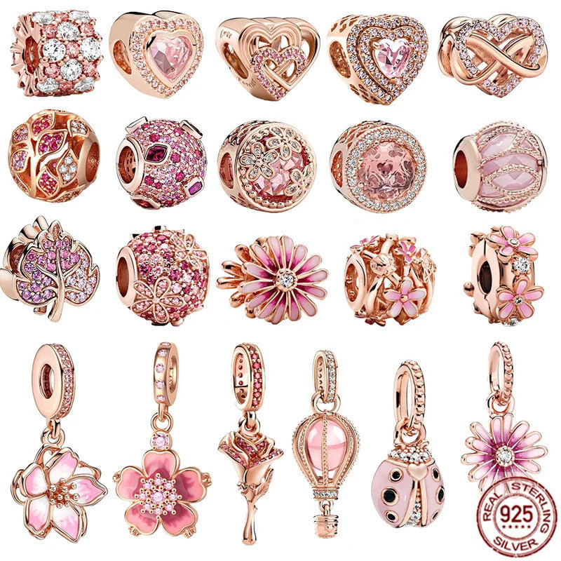 จี้ลูกปัดแฟชั่น Rose Gold Beaded DIY สร้อยข้อมือสร้อยคออุปกรณ์เสริม