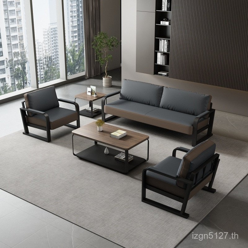 โต๊ะกาแฟโซฟาสไตล์ใหม่รวมกันสํานักงานสบายๆห้องโถงสํานักงานโซฟาธุรกิจแผนกต้อนรับศิลปะเหล็กที่ทันสมัยเร