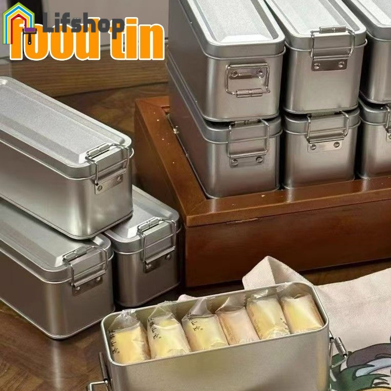 ภาชนะเก็บอาหารดีบุกสุญญากาศสําหรับคุกกี้ขนมอบเค้กสับปะรด | ทินเพลทนํามาใช้ใหม่ด้วยซีลซีเคียว | กล่องของขวัญสําหรับขนมแคนดี้ | สไตล์ยาว&สี่เหลี่ยม