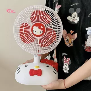 การ์ตูนน่ารักคิตตี้พัดลมตั้งโต๊ะขนาดเล็ก-แบบพกพาที่มีลมสูงสําหรับเด็กผู้หญิง