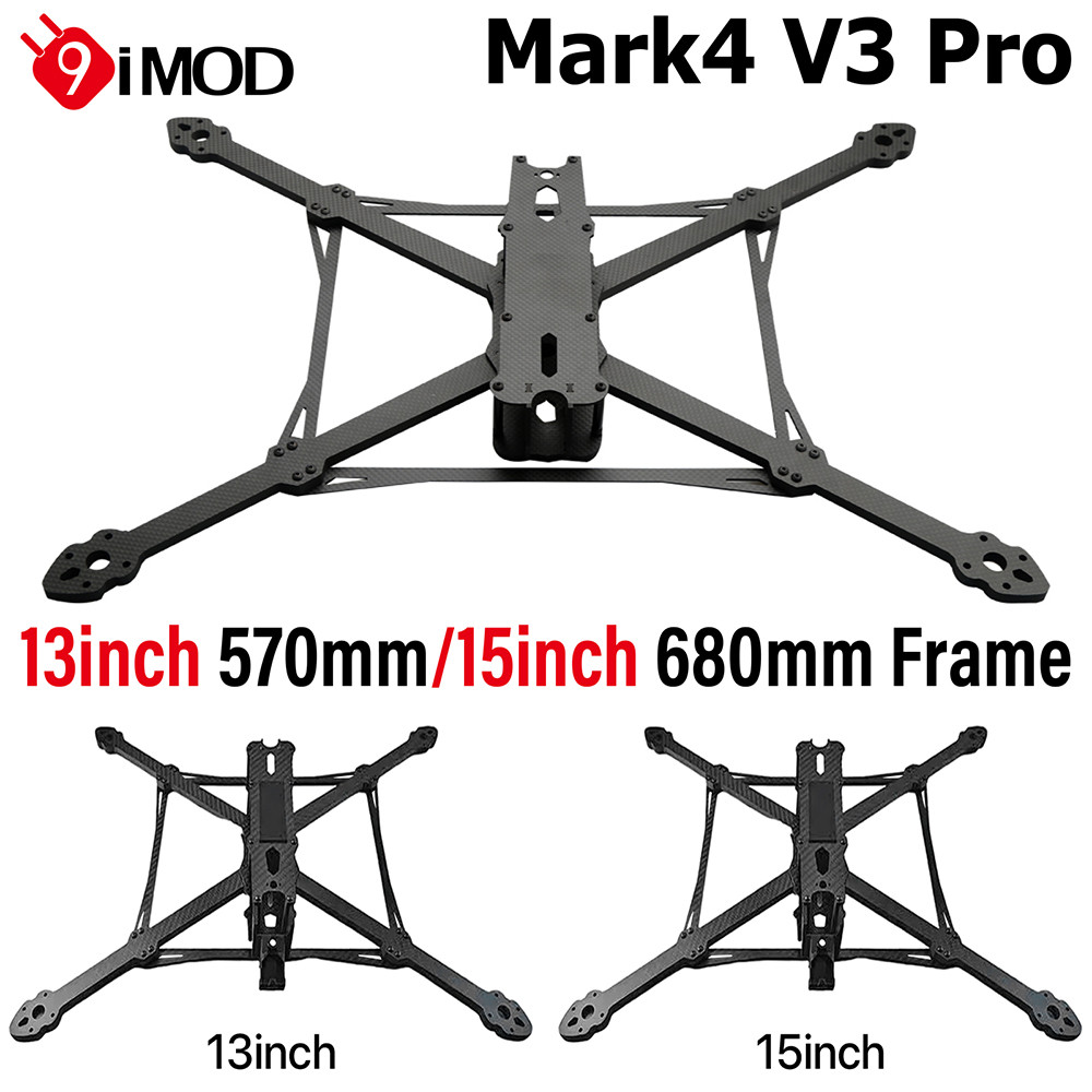 Lightweight & Durable MARK4 V3 Pro Carbon Fiber Frame for FPV Freestyle Drones, Features 8mm Thick A