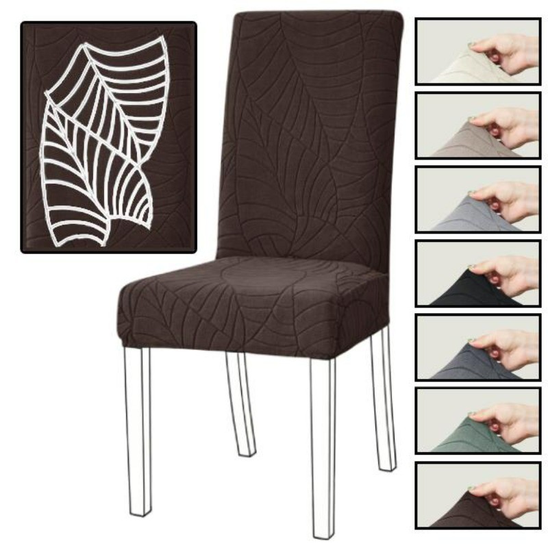 ผ้าคลุมเก้าอี้-หลังกลาง ความสูง 45-60 ซม. ผ้าแจ็คการ์ดรูปใบไม้ Mid-Back chair cover
