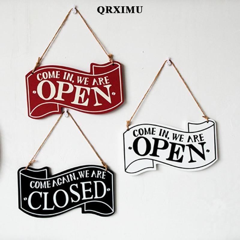Sharprepublic OPEN /CLOSED Shop แขวนประตูป้าย Plaque Rustic Wood Wall art สําหรับบ้านครอบครัวตกแต่ง