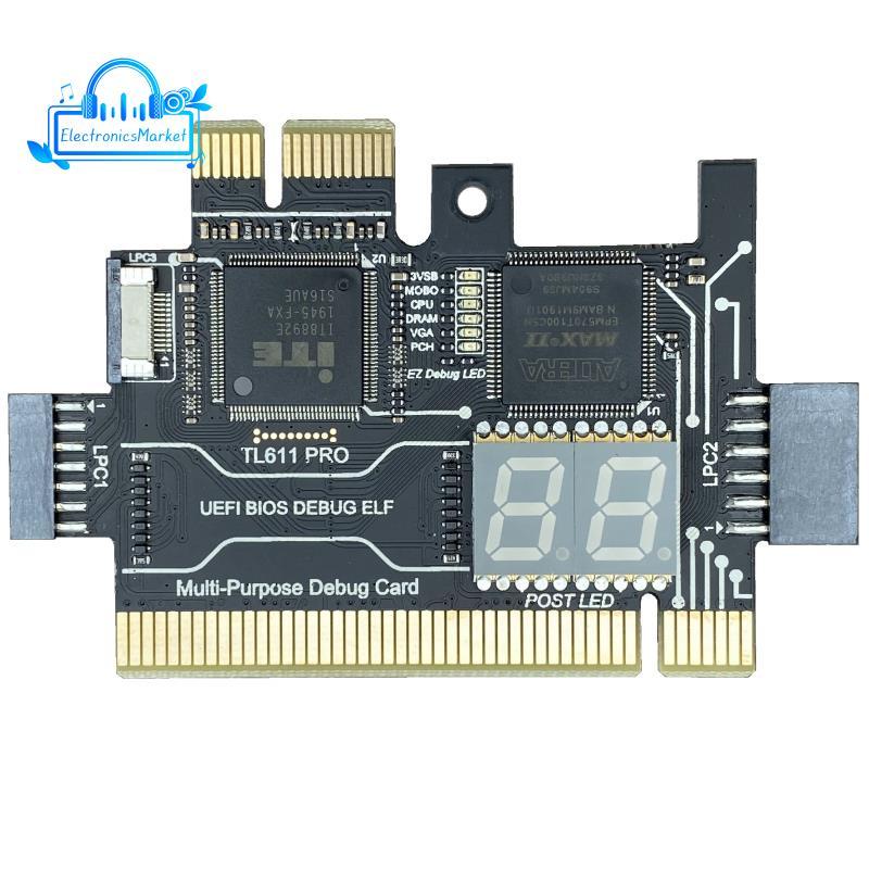 [Promote E]TL611 PRO การ์ดวินิจฉัย Pcie สําหรับเมนบอร์ด Pci ตั้งโต๊ะและแล็ปท็อป (สีดํา)
