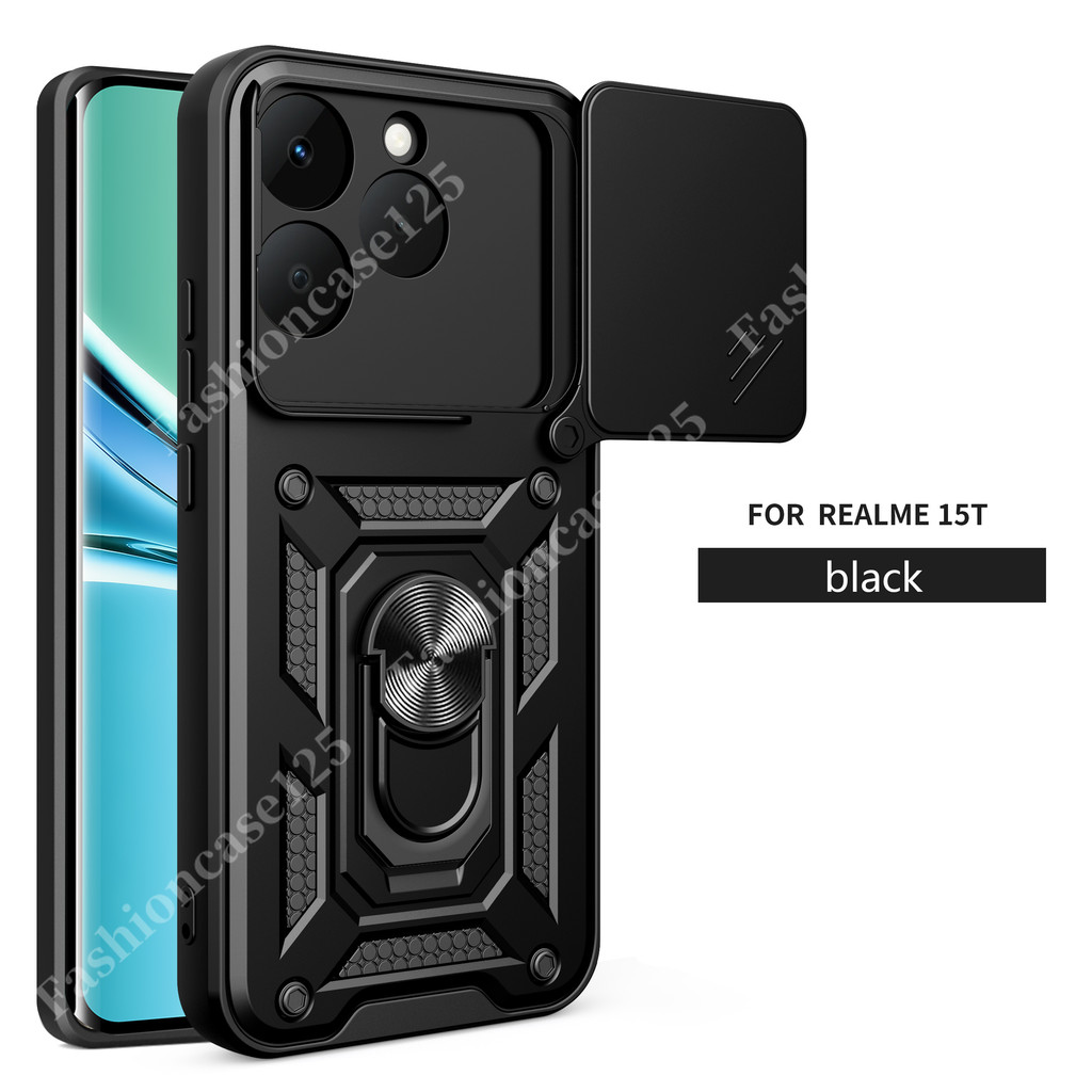 Realme 15T 5G 15ProเกราะกันกระแทกสําหรับRealme 15T 5G Realme 15 Pro Realme15T 2025 Pushดึงกล้องปกป้องเคสโทรศัพท์แม่เหล็กผู้ถือแหวนกันกระแทกปกหลัง