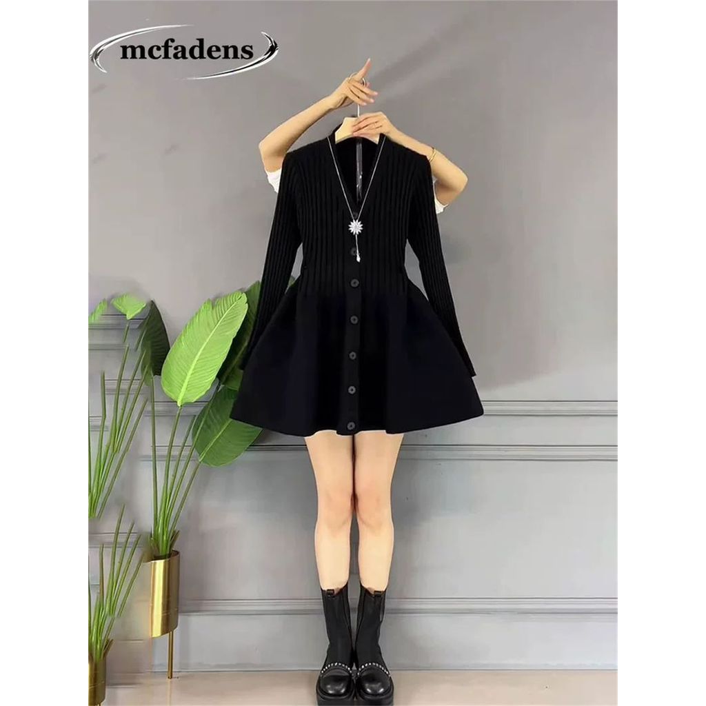 ไขมันมม.ขนาดใหญ่อารมณ์ฝรั่งเศสVคอปกเนื้อเอวแคบSlimmerดูHigh-EndปุยA-Lineถักชุด150กก.Z1L5