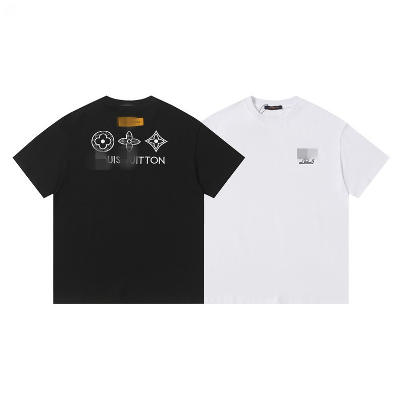 เสื้อยืดผ้าฝ้ายลายจดหมายแขนสั้น สไตล์คลาสสิกสำหรับทั้งชายและหญิง