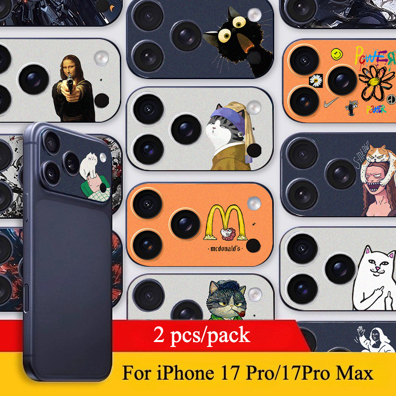 [2 ชิ้น] สําหรับ iPhone 17 Pro/17 Pro Max ตลกศิลปะพิมพ์ Soft Frosted กล้องกระดาษสติกเกอร์ฟิล์ม/ Anti-scratch กล้อง Protector