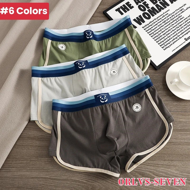 1/3 PCS Mens Boxers 100% Cotton Trendy Underpants 7A Antibacterial Big U Mesh Breathable Crotch  Hig