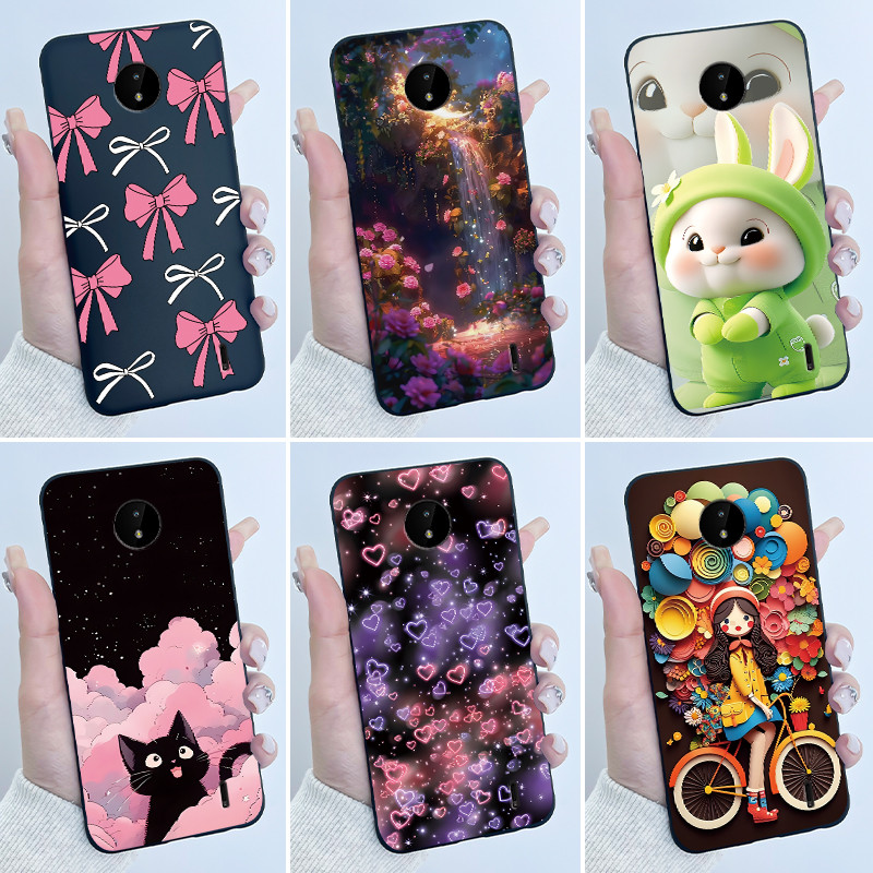 สําหรับ Nokia C10 (TA-1342) C20 (TA-1339) เคสซิลิโคนอ่อนนุ่ม TPU น่ารักรักกระต่ายการ์ตูนเคสโทรศัพท์สําหรับ NokiaC10 ฝาหลัง