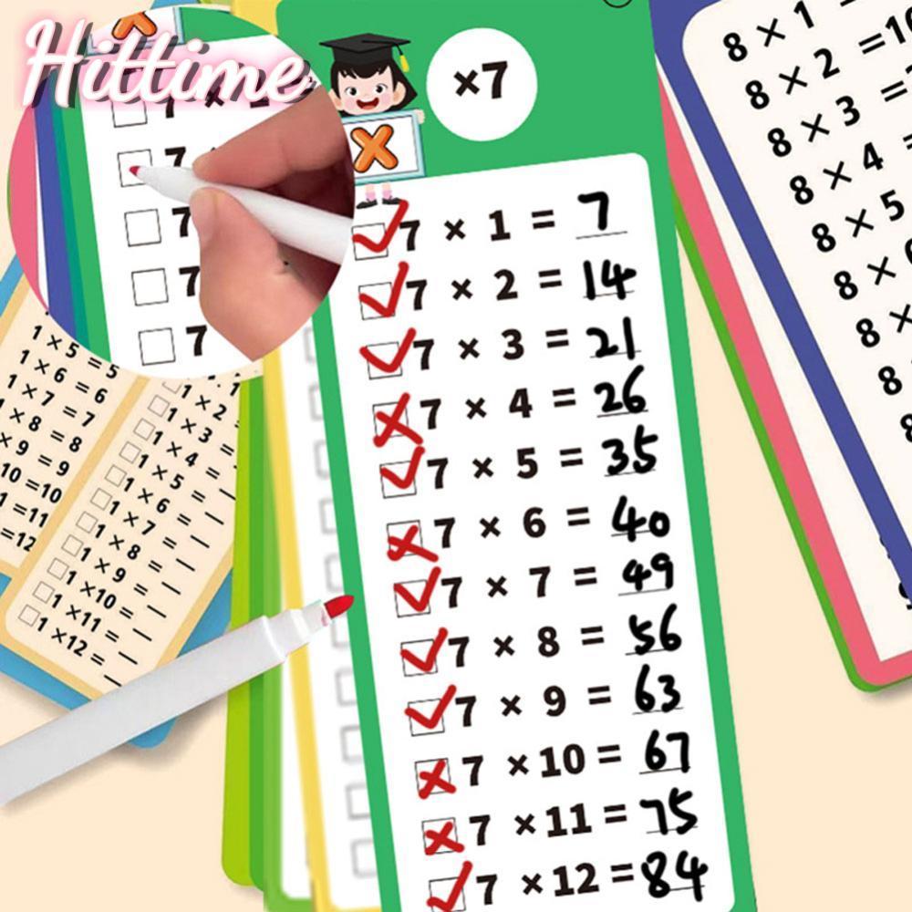HITTIME 15 ชิ้นการ์ดฝึกคณิตศาสตร์ Erasable นํากลับมาใช้ใหม่บวกลบ Multiplication Division นักเรียนเขี