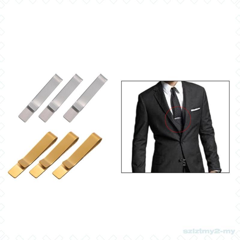 [SzlztmyeeMY] 3x Tie Bar Classic Tie Pin พกพาสะดวกแฟชั่นคอปกคลิป Cravat คลิปสําหรับเทศกาล Gathering 