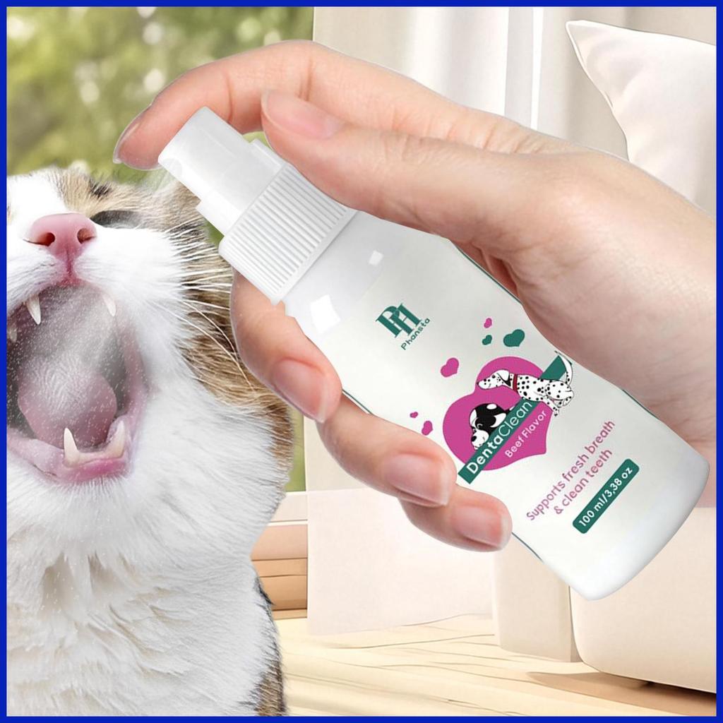 Cat Breath Freshener ทําความสะอาดฟันธรรมชาติ 100ml Cat Bad Breath Freshener สเปรย์สําหรับลูกสุนัขลูก