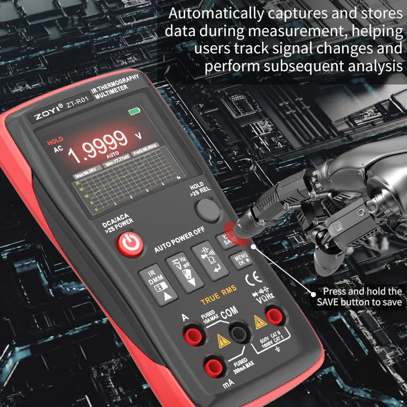 ZOYI ZT-R01 2-in-1 Thermal Imaging Multimeter, Professional Digital Multimeter พร้อมกล้อง IR, 32x32 